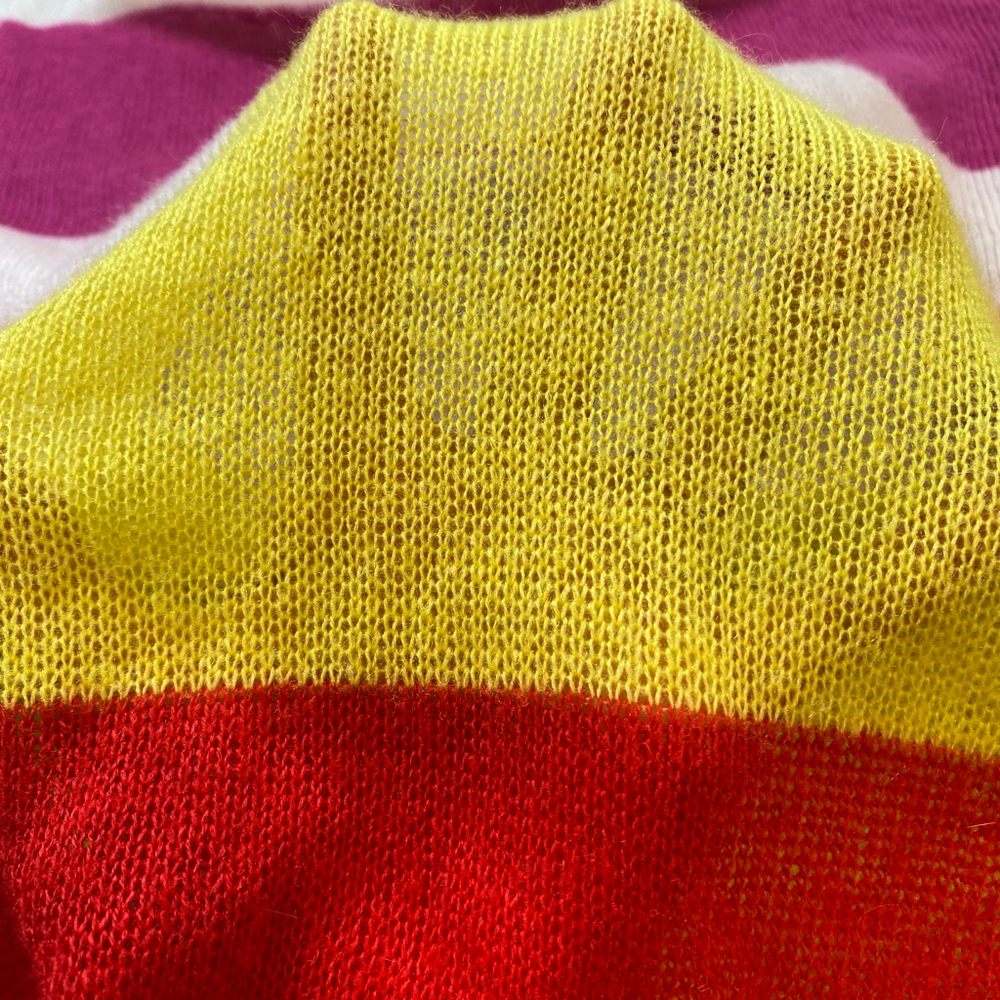 Moon & Madison Sweater Womens Medium Striped Color Block Indie Bright Soft Thin - Picture 11 of 14